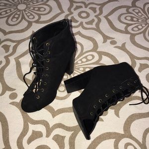Black Block Heeled Booties